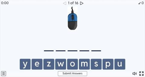 Computer Parts Interactive Spell The Word Worksheet