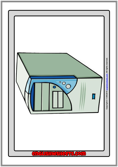 Computer Parts ESL Printable Flashcards Without Words