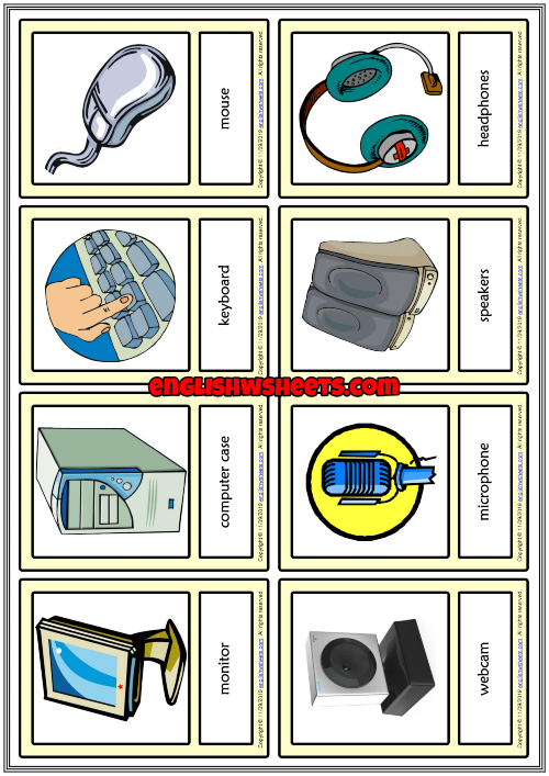 Computer Parts ESL Printable Vocabulary Learning Cards