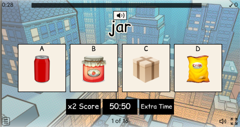 Containers ESL Interactive Vocabulary Quiz Show