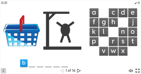 Containers Vocabulary ESL Interactive Hangman Game