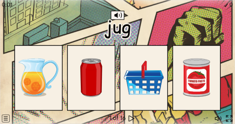 Containers ESL Interactive Vocabulary Worksheets