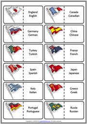 Countries And Nationalities ESL Printable Dominoes Game