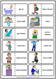 Daily Routines ESL Printable Dominoes Game For Kids