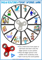 Daily Routines ESL Printable Fidget Spinner Game For Kids