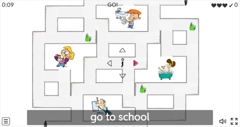 Daily Routines ESL Vocabulary Maze Chase Game