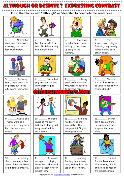 Subordinating Conjunctions Exercises Worksheets