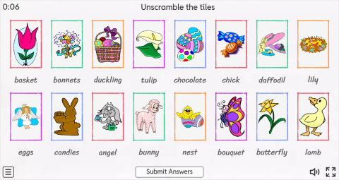 Easter ESL Interactive Vocabulary Match Up Worksheet