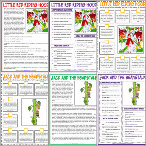 ESL Printable Fairy Tales Reading Comprehension Worksheets and Exercises
