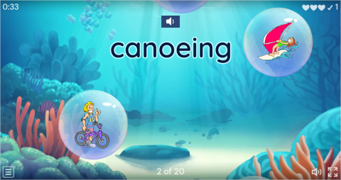 Extreme Sports ESL Vocabulary Flying Fruit Game