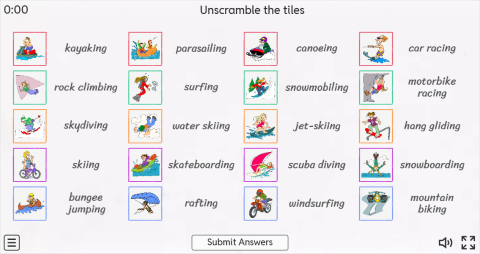Extreme Sports ESL Interactive Match Up Worksheet