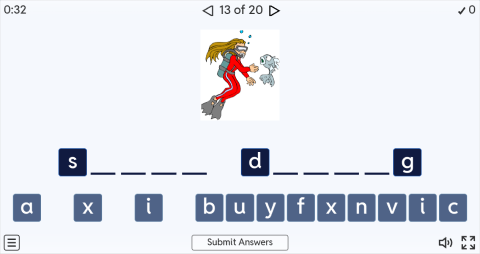 Extreme Sports Interactive Spell The Word Worksheet