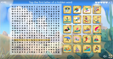 Extreme Sports ESL Interactive Wordsearch Puzzle