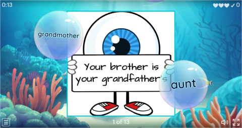 Family Members ESL Vocabulary Flying Fruit Game