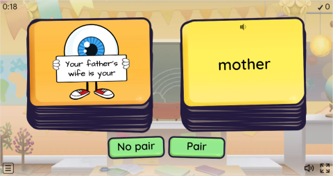Family Members ESL Pair or No Pair Worksheet