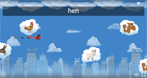 Farm Animals ESL Vocabulary Airplane Game