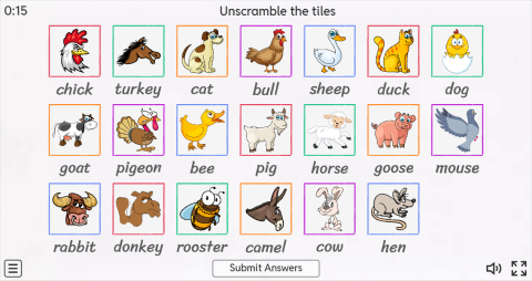 Farm Animals ESL Interactive Match Up Worksheet