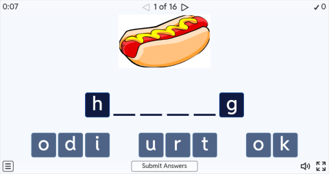Fast Food ESL Interactive Spell The Word Worksheet