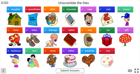 Father's Day ESL Interactive Unscramble Worksheet