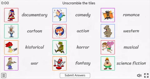 Types of Films ESL Interactive Match Up Worksheet