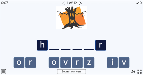 Types of Films ESL Interactive Spell The Word Worksheet