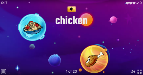 Food and Drinks ESL Vocabulary Flying Fruit Game