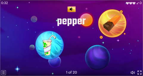 Food and Drinks ESL Vocabulary Flying Fruit Game