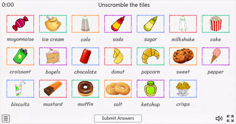 Food and Drinks ESL Interactive Match Up Worksheet