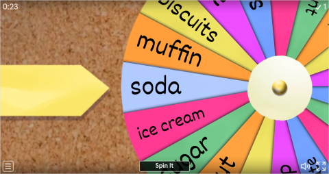 Food and Drinks Interactive Spin The Wheel Worksheet