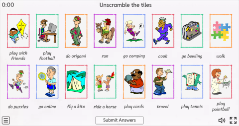 Free Time Activities ESL Interactive Match Up Worksheet