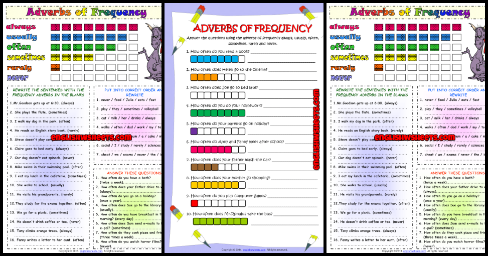 Frequency Adverbs ESL Printable Worksheets And Exercises