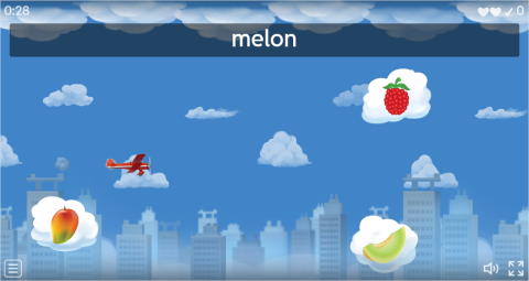 Fruits ESL Vocabulary Airplane Game