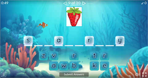 Fruits ESL Interactive Spell The Word Worksheet