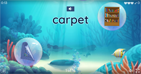 Furniture ESL Vocabulary Flying Fruit Game