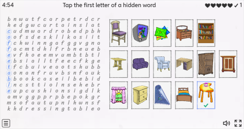 Furniture ESL Interactive Wordsearch Puzzle