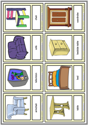 Furniture ESL Printable Vocabulary Learning Cards For Kids