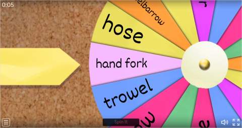 Gardening Tools Interactive Spin The Wheel Worksheet