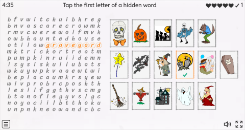 Halloween ESL Interactive Wordsearch Puzzle