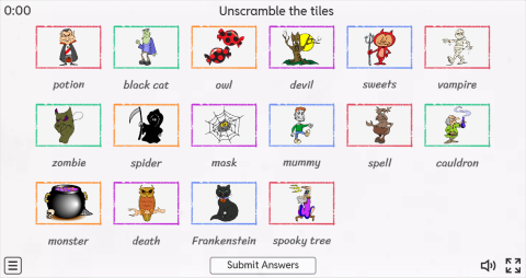 Halloween ESL Interactive Match Up Worksheet