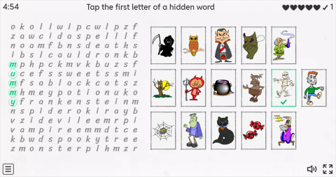 Halloween ESL Interactive Wordsearch Puzzle