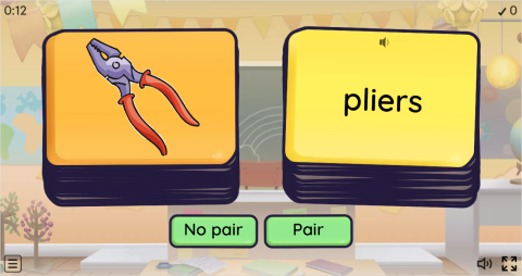 Hand Tools ESL Pair or No Pair Worksheet