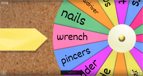 Hand Tools ESL Interactive Spin The Wheel Worksheet