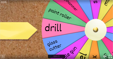 Hand Tools ESL Interactive Spin The Wheel Worksheet