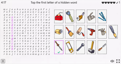 Hand Tools ESL Interactive Wordsearch Puzzle