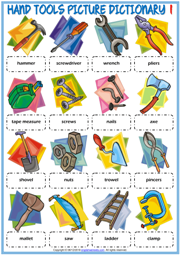 Hand Tools ESL Picture Dictionary Worksheets For Kids