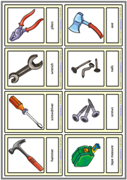 Hand Tools ESL Printable Vocabulary Learning Cards For Kids