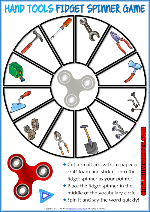 Hand Tools ESL Printable Fidget Spinner Game For Kids