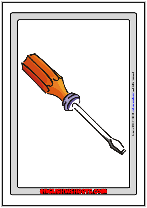 Hand Tools ESL Printable Flashcards Without Words For Kids