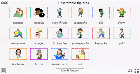 Health Problems ESL Interactive Match Up Worksheet