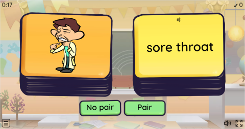 Health Problems ESL Pair or No Pair Worksheet